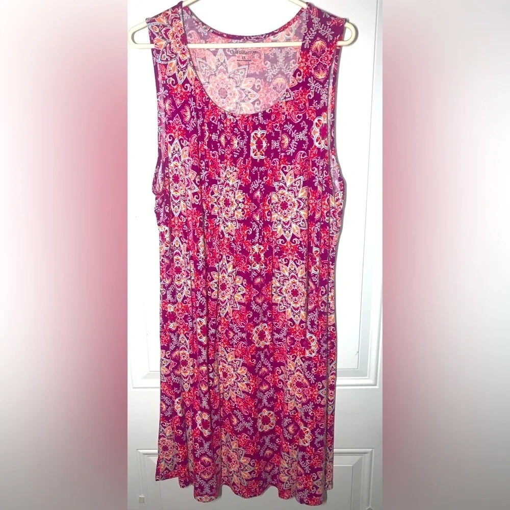 Croft and barrow women’s nightgown purple with kaleidoscope design size 1X